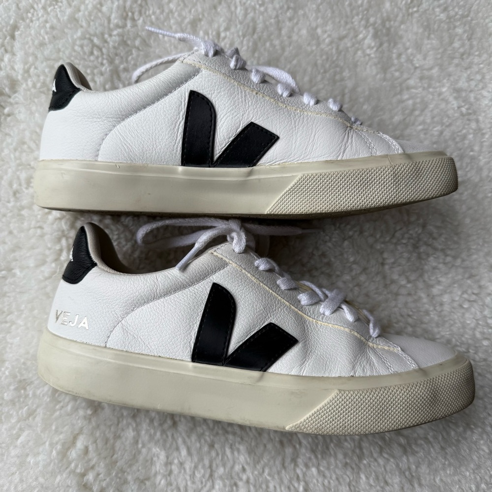 Veja White and Black Sneakers - Picture 2 of 6